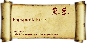 Rapaport Erik névjegykártya